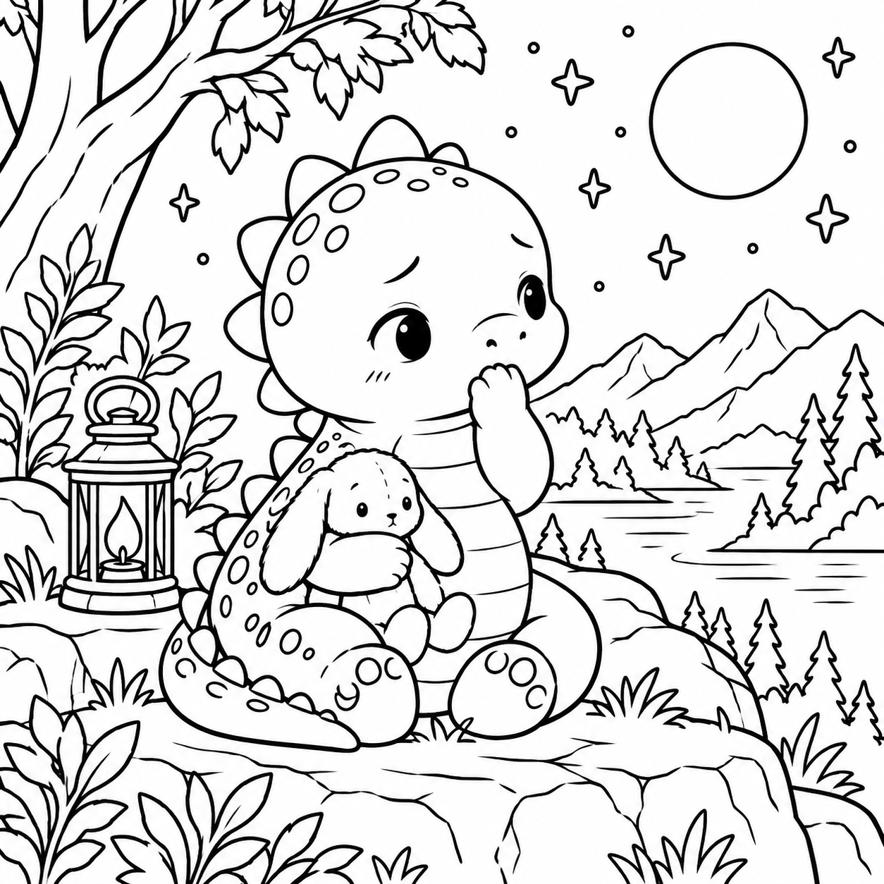 Dibujo para colorear de El dinosaurio que no quería bostezar