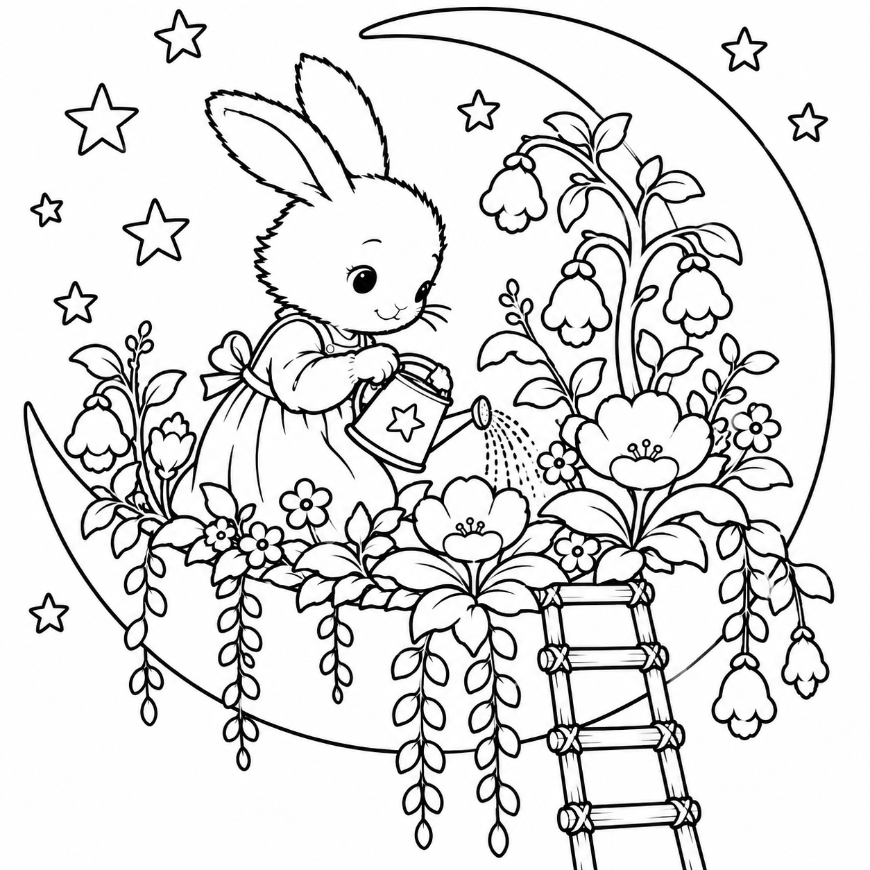 Dibujo para colorear de El jardín de la luna