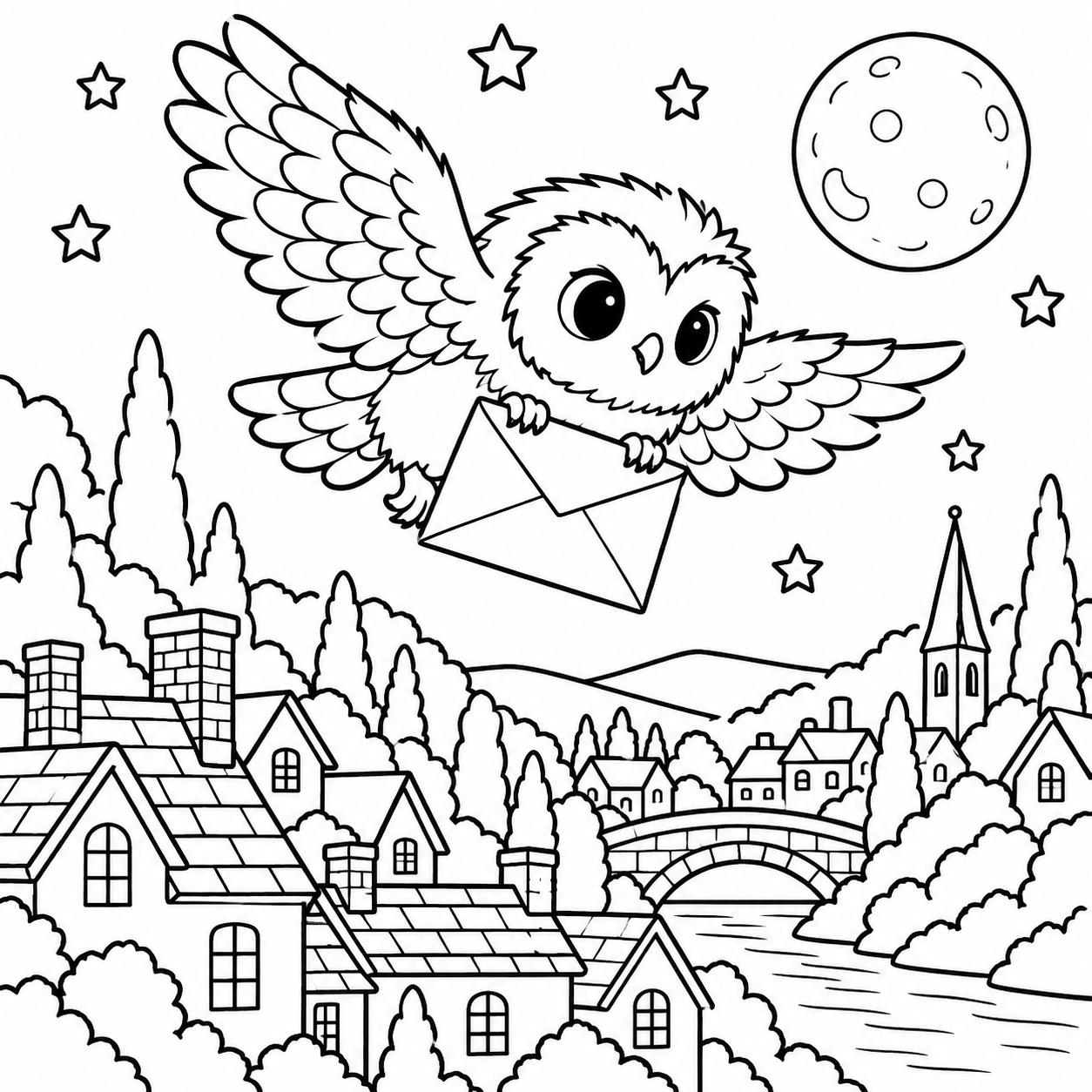 Dibujo para colorear de La carta en blanco del búho