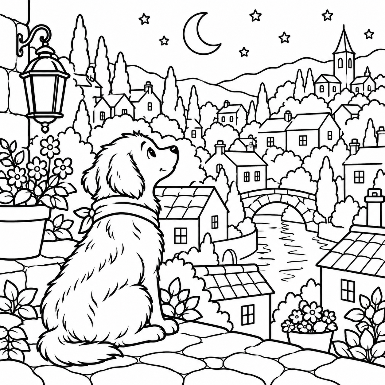 Dibujo para colorear de El perro que contaba ventanas